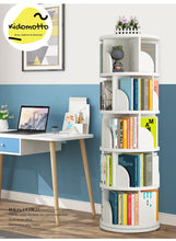 Load image into Gallery viewer, 360 Degree Round 6 Tier 5 Compartment Rotating Display Shelf Bookcase Organiser - White
