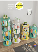 Load image into Gallery viewer, 360 Degree Round 6 Tier 5 Compartment Rotating Display Shelf Bookcase Organiser - Natural
