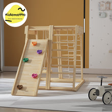 Load image into Gallery viewer, Indoor Multi-FUNction Kids Wooden Climbing Frame with Slide and Swing
