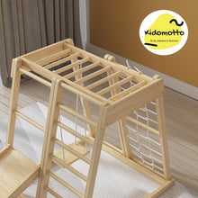 Load image into Gallery viewer, Indoor Multi-FUNction Kids Wooden Climbing Frame with Slide and Swing
