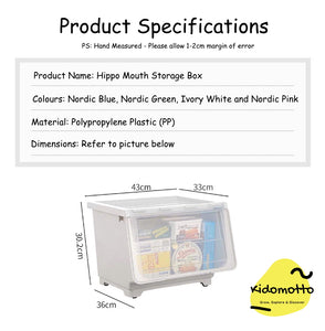 Hippo Mouth Storage Box 3pcs (Choose Colour)